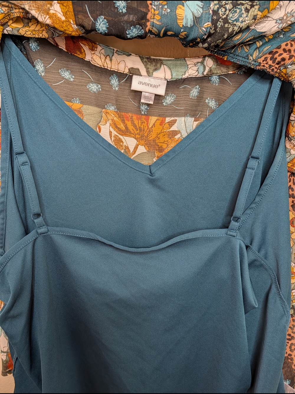 Avenue Mixed Print Peasant Blouse with Attached Tank - 22/24 - Picture 11 of 11